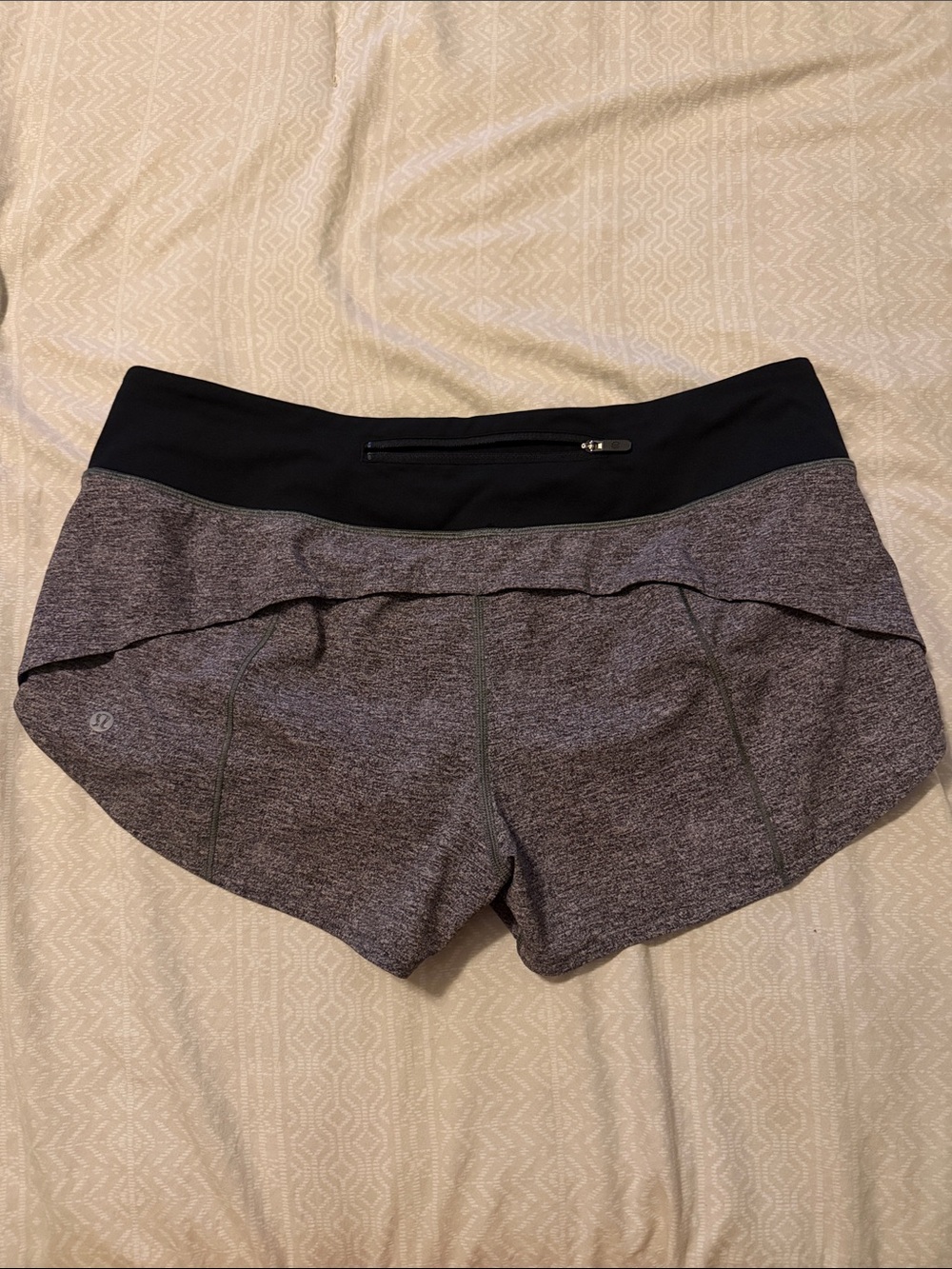 lululemon athletica Black & Gray Running Shorts with Waist Zip Pocket